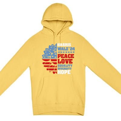 Kamala Harris Tim Walz 2024 Peace Lgbt Harris Walz Waltz Premium Pullover Hoodie