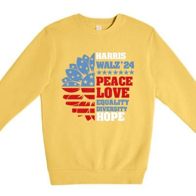 Kamala Harris Tim Walz 2024 Peace Lgbt Harris Walz Waltz Premium Crewneck Sweatshirt