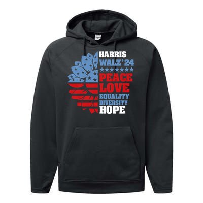 Kamala Harris Tim Walz 2024 Peace Lgbt Harris Walz Waltz Performance Fleece Hoodie