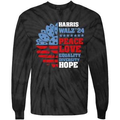 Kamala Harris Tim Walz 2024 Peace Lgbt Harris Walz Waltz Tie-Dye Long Sleeve Shirt