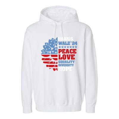 Kamala Harris Tim Walz 2024 Peace Lgbt Harris Walz Waltz Garment-Dyed Fleece Hoodie