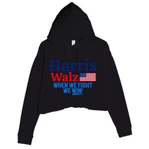 Kamala Harris Tim Walz When We Fight We Win Gift Crop Fleece Hoodie