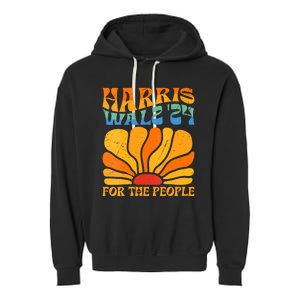 Kamala Harris Tim Waltz 2024 For The People Boho Aesthetic Garment-Dyed Fleece Hoodie