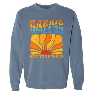 Kamala Harris Tim Waltz 2024 For The People Boho Aesthetic Garment-Dyed Sweatshirt