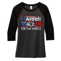 Kamala Harris Tim Waltz 2024 Harris Waltz24 For The People Women's Tri-Blend 3/4-Sleeve Raglan Shirt