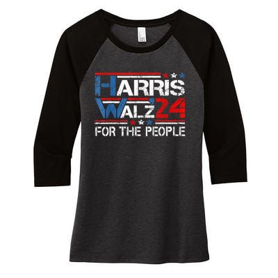 Kamala Harris Tim Waltz 2024 Harris Waltz24 For The People Women's Tri-Blend 3/4-Sleeve Raglan Shirt