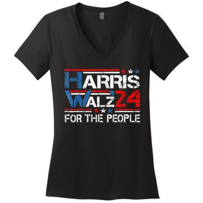 Kamala Harris Tim Waltz 2024 Harris Waltz24 For The People Women's V-Neck T-Shirt