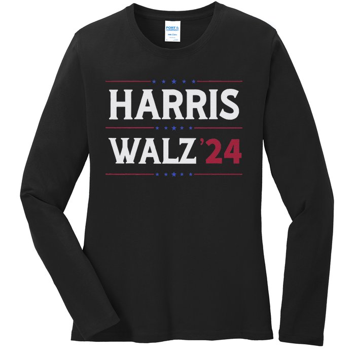 Kamala Harris Tim Walz 2024 Campaign Supporter Design Ladies Long Sleeve Shirt