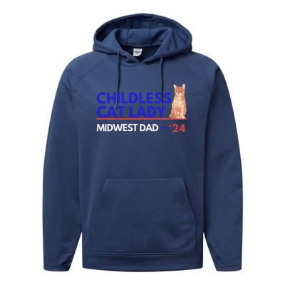 Kamala Harris Tim Walz Harris Waltz 2024 Midwest Dad Performance Fleece Hoodie