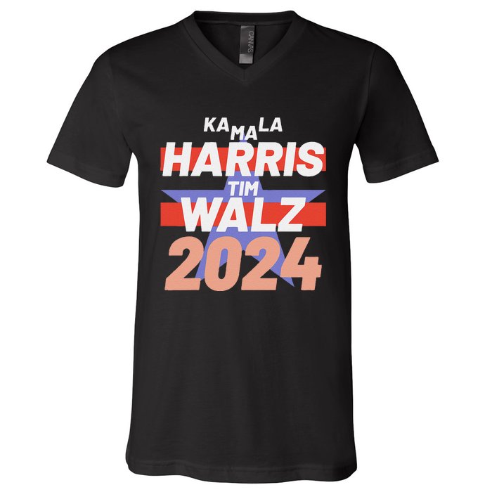 Kamala Harris Tim Walz Usa Presidential Election 2024 V-Neck T-Shirt