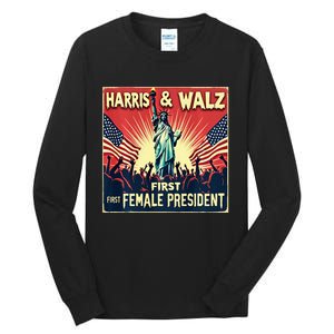 Kamala Harris Tim Walz 2024 Election Tall Long Sleeve T-Shirt