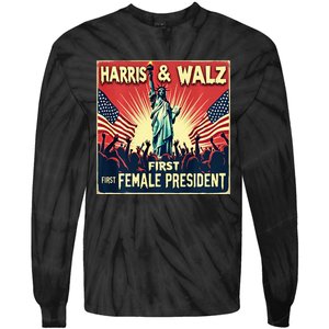 Kamala Harris Tim Walz 2024 Election Tie-Dye Long Sleeve Shirt