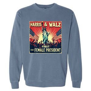 Kamala Harris Tim Walz 2024 Election Garment-Dyed Sweatshirt