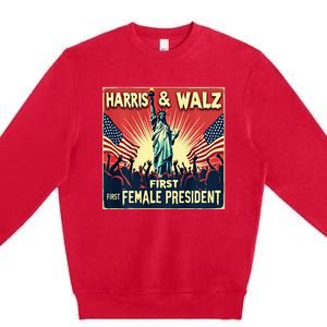 Kamala Harris Tim Walz 2024 Election Premium Crewneck Sweatshirt