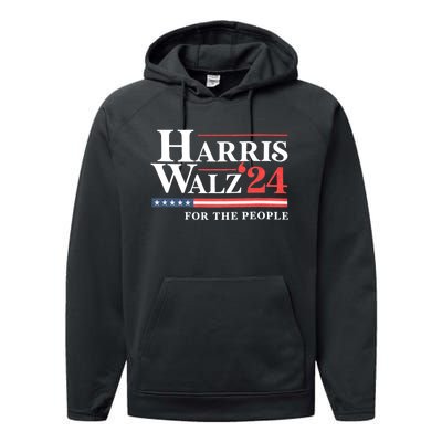 Kamala Harris Tim Walz Waltz For The People 2024 Performance Fleece Hoodie