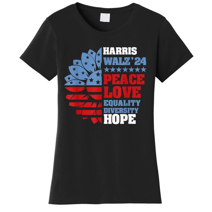 Kamala Harris Tim Walz 2024 Peace Lgbt Harris Walz Waltz Women's T-Shirt