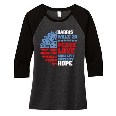 Kamala Harris Tim Walz 2024 Peace Lgbt Harris Walz Waltz Women's Tri-Blend 3/4-Sleeve Raglan Shirt