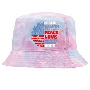 Kamala Harris Tim Walz 2024 Peace Lgbt Harris Walz Waltz Tie-Dyed Bucket Hat