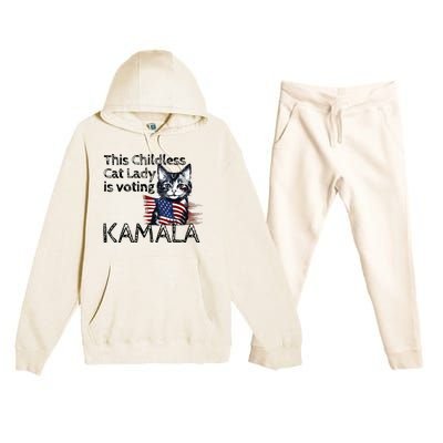 Kamala Harris This Crazy Cat Lady Is Voting Kamala Premium Hooded Sweatsuit Set