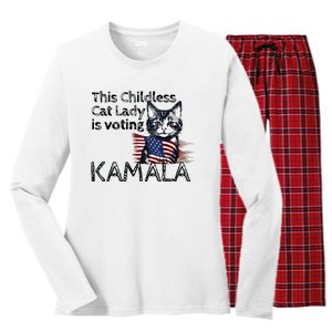 Kamala Harris This Crazy Cat Lady Is Voting Kamala Women's Long Sleeve Flannel Pajama Set 