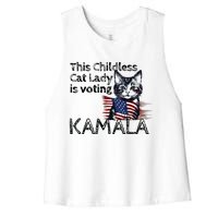 Kamala Harris This Crazy Cat Lady Is Voting Kamala Women's Racerback Cropped Tank