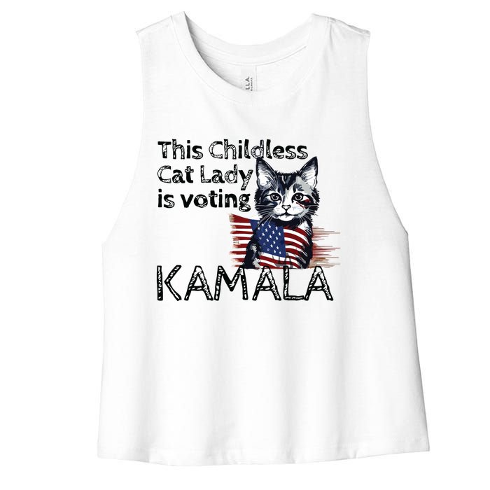 Kamala Harris This Crazy Cat Lady Is Voting Kamala Women's Racerback Cropped Tank