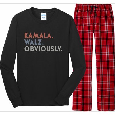 Kamala Harris Tim Walz Obviously Vote Harris Waltz 2024 Long Sleeve Pajama Set