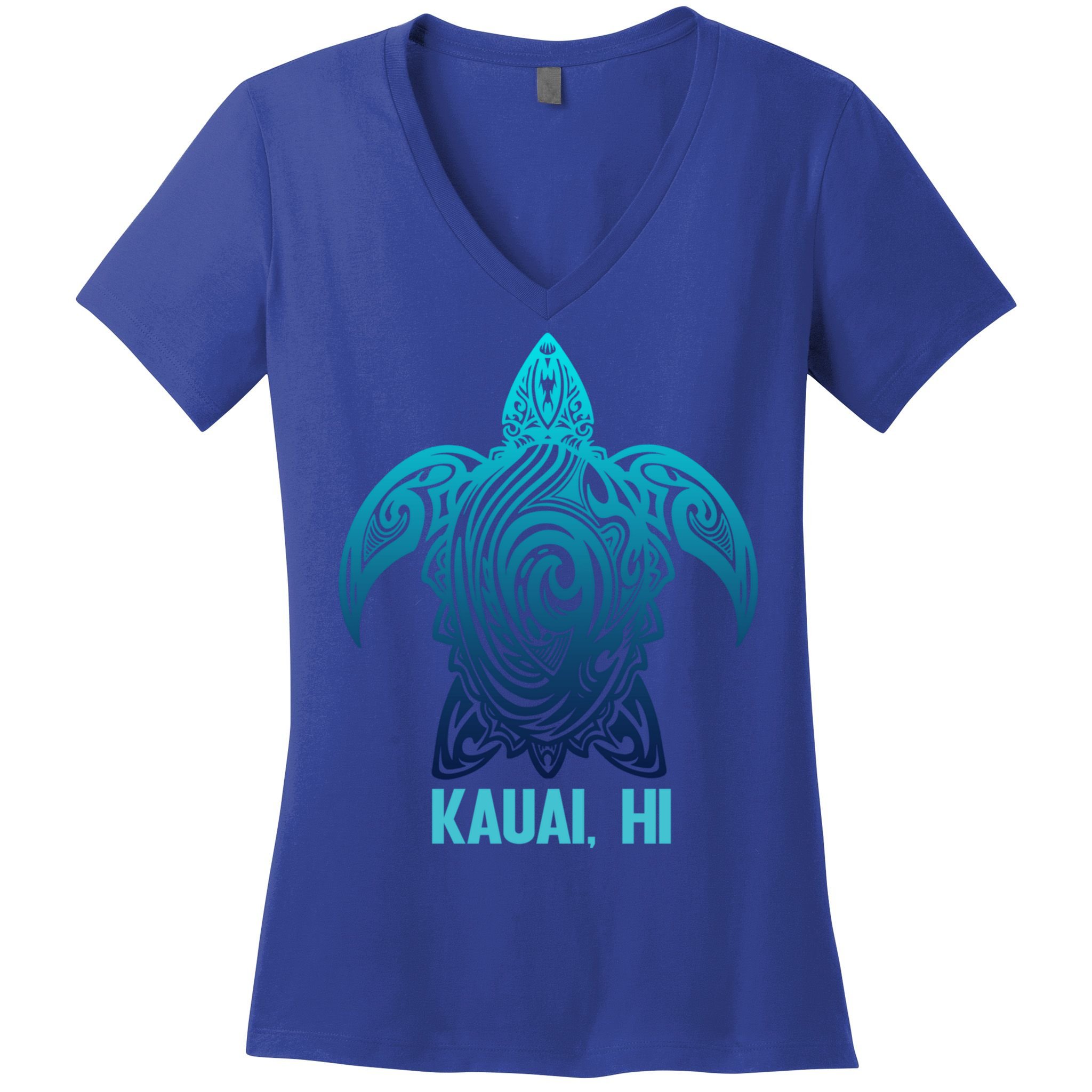 Kauai Hawaii Tribal Sea Turtle Hawaiian Surfer Scuba Diving Gift Women's V-Neck T-Shirt