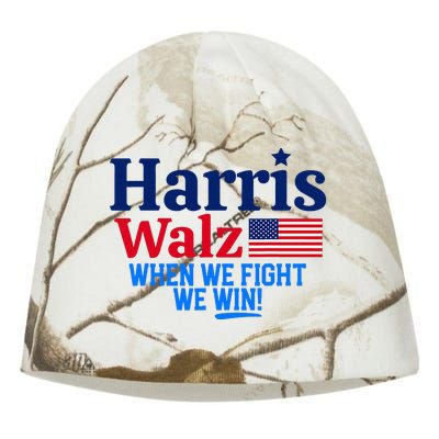 Kamala Harris Tim Walz When We Fight We Win Kati - Camo Knit Beanie