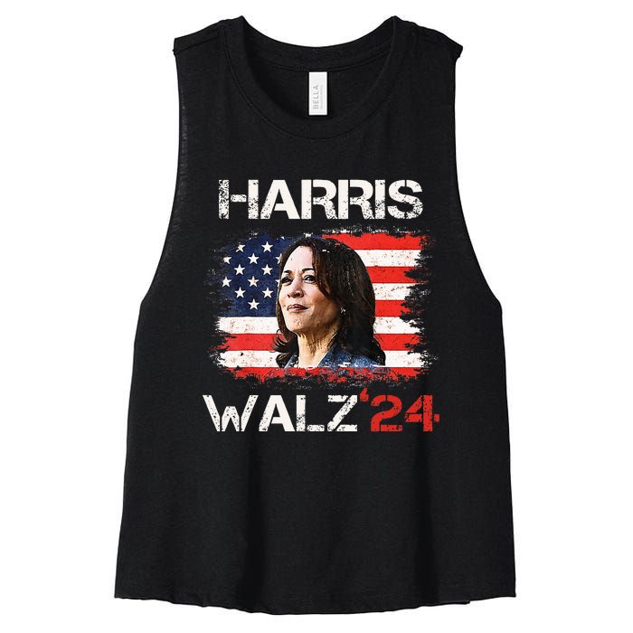 Kamala Harris Tim Walz Waltz Women's Racerback Cropped Tank