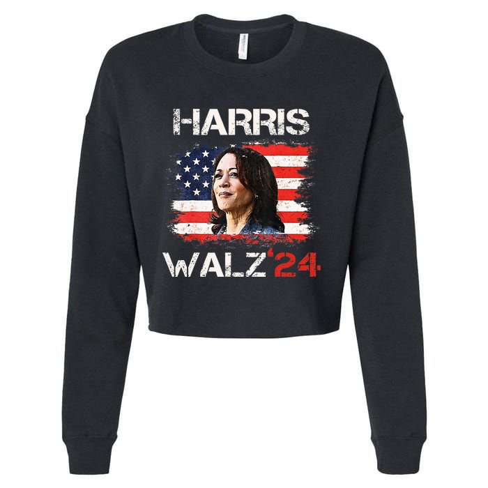 Kamala Harris Tim Walz Waltz Cropped Pullover Crew