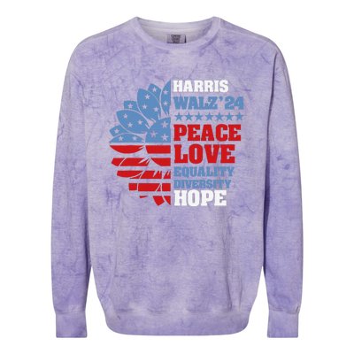 Kamala Harris Tim Walz 2024 Peace Lgbt Harris Walz Waltz Gift Colorblast Crewneck Sweatshirt