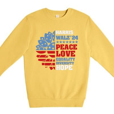 Kamala Harris Tim Walz 2024 Peace Lgbt Harris Walz Waltz Gift Premium Crewneck Sweatshirt