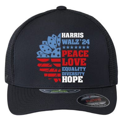 Kamala Harris Tim Walz 2024 Peace Lgbt Harris Walz Waltz Gift Flexfit Unipanel Trucker Cap