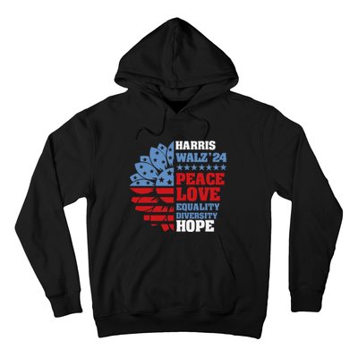 Kamala Harris Tim Walz 2024 Peace Lgbt Harris Walz Waltz Gift Hoodie