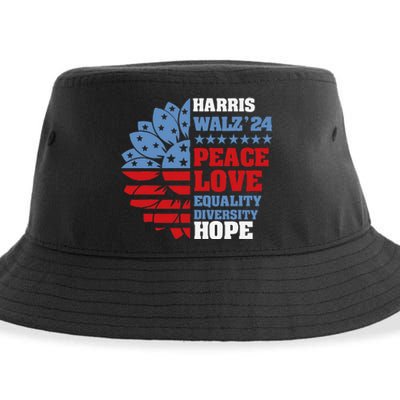 Kamala Harris Tim Walz 2024 Peace Lgbt Harris Walz Waltz Gift Sustainable Bucket Hat