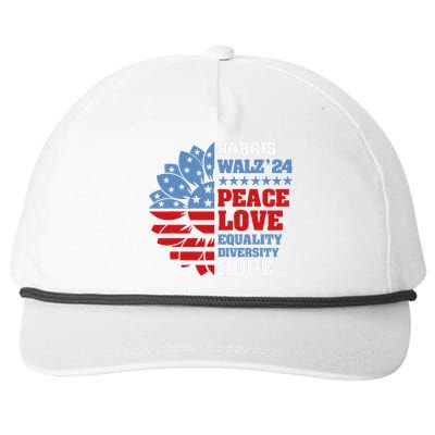 Kamala Harris Tim Walz 2024 Peace Lgbt Harris Walz Waltz Gift Snapback Five-Panel Rope Hat