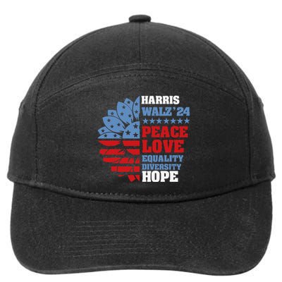 Kamala Harris Tim Walz 2024 Peace Lgbt Harris Walz Waltz Gift 7-Panel Snapback Hat