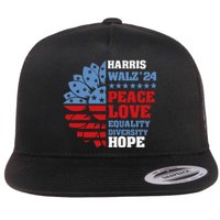 Kamala Harris Tim Walz 2024 Peace Lgbt Harris Walz Waltz Gift Flat Bill Trucker Hat