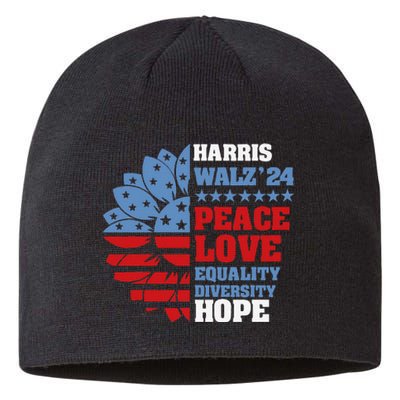 Kamala Harris Tim Walz 2024 Peace Lgbt Harris Walz Waltz Gift Sustainable Beanie