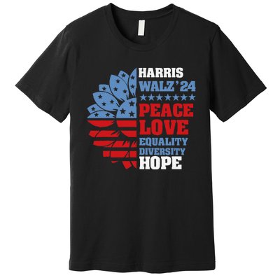 Kamala Harris Tim Walz 2024 Peace Lgbt Harris Walz Waltz Gift Premium T-Shirt