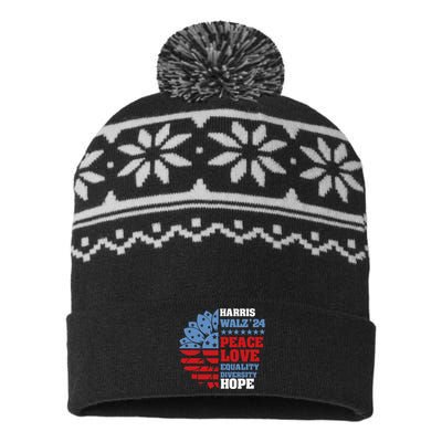 Kamala Harris Tim Walz 2024 Peace Lgbt Harris Walz Waltz Gift USA-Made Snowflake Beanie