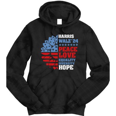 Kamala Harris Tim Walz 2024 Peace Lgbt Harris Walz Waltz Gift Tie Dye Hoodie