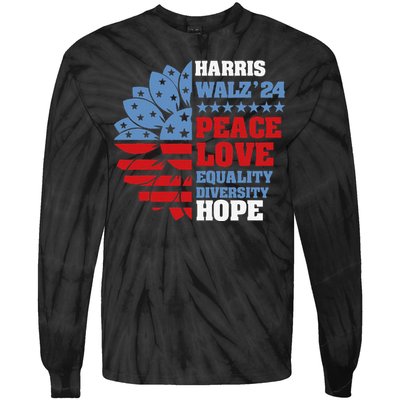 Kamala Harris Tim Walz 2024 Peace Lgbt Harris Walz Waltz Gift Tie-Dye Long Sleeve Shirt