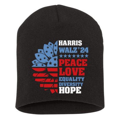 Kamala Harris Tim Walz 2024 Peace Lgbt Harris Walz Waltz Gift Short Acrylic Beanie