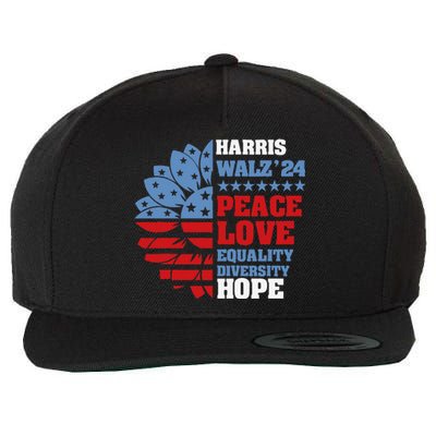 Kamala Harris Tim Walz 2024 Peace Lgbt Harris Walz Waltz Gift Wool Snapback Cap