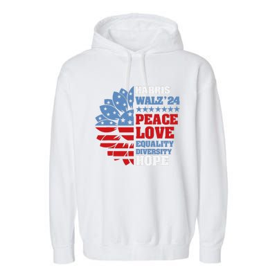 Kamala Harris Tim Walz 2024 Peace Lgbt Harris Walz Waltz Gift Garment-Dyed Fleece Hoodie