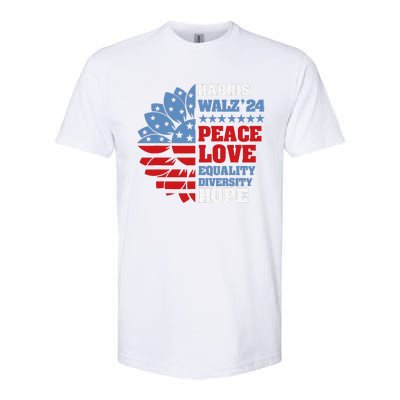 Kamala Harris Tim Walz 2024 Peace Lgbt Harris Walz Waltz Gift Softstyle CVC T-Shirt