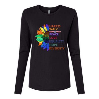 Kamala Harris Tim Walz 2024 Peace Lgbt Harris Walz Waltz Gift Womens Cotton Relaxed Long Sleeve T-Shirt