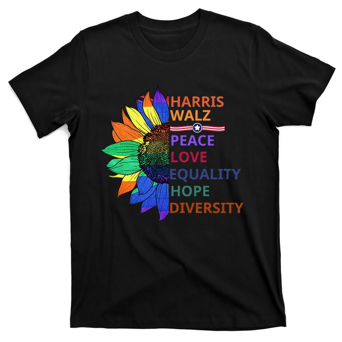 Kamala Harris Tim Walz 2024 Peace Lgbt Harris Walz Waltz Gift T-Shirt